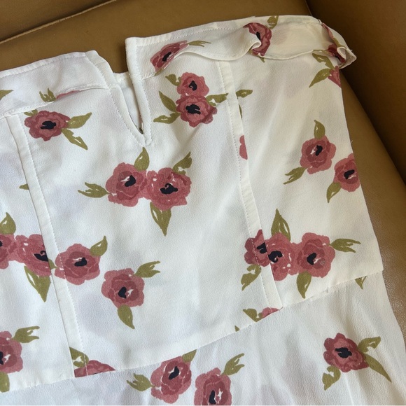 Vintage Strapless Bustier Fit and Flare white mini dress with florals xsmall 0 - Picture 2 of 4